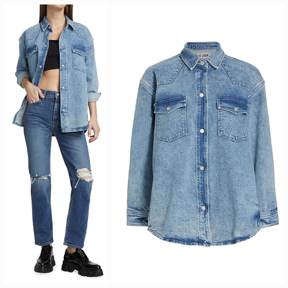 LE JEAN Denim Mimi Overshirt Jacket Size XS NWT - Picture 5 of 11